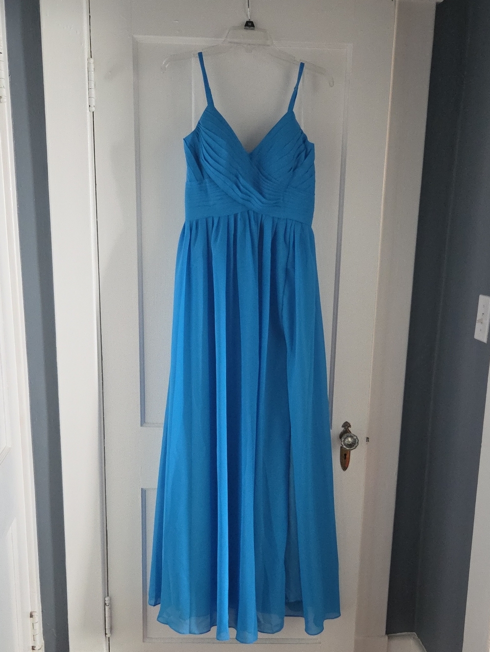 Blue Sleeveless Chiffon Dress - Adjustable Straps